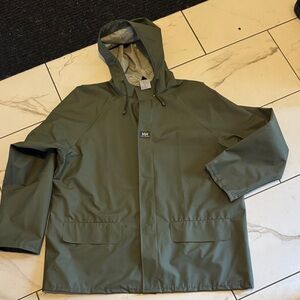 Helly Hansen Men's Olive Green Hooded Rain Jacket